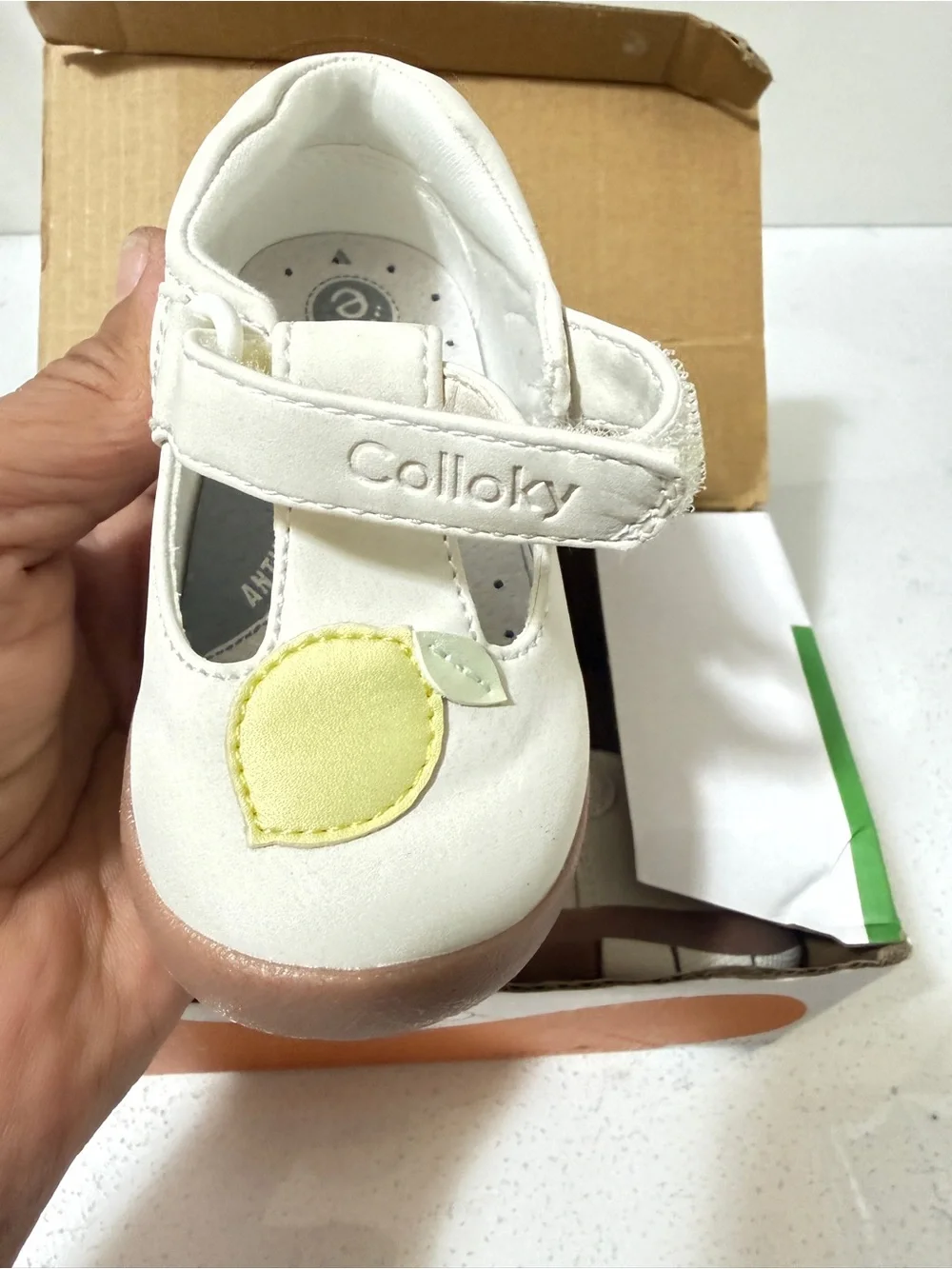 White and Yellow Baby Mary Jane Shoes
